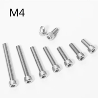 M4 304 Stainless Steel Hex Socket Screw M4*5 6 8 10 12 22 25 30 35 40 45 75 80mm Hexagon Socket Head Cap Bolt M4 Nut and Washer