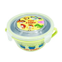 小禮堂 迪士尼 玩具總動員 兒童不鏽鋼雙耳餐碗附蓋 450ml (綠集合款)