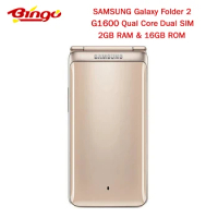 Original Samsung Galaxy Folder G1600 Mobile Phone Quad Core Dual SIM 2GB RAM 16GB ROM 8.0MP&amp;5MP 3.8" Flip SmartPhone 4G LTE