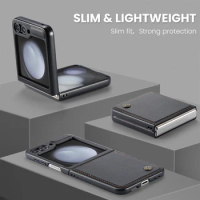 For Samsung Flip5 5G Flip 5 Anti-Slip Slim Lightweight Leather Case for Samsung Galaxy Z Flip 5 Comfortable Coque Capa
