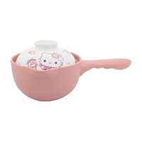 小禮堂 Hello Kitty 單柄耐熱陶瓷鍋 1600ml (粉櫻花款)