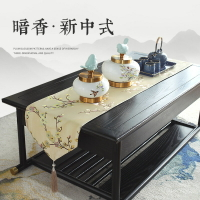 新中式繡花桌旗禪意茶幾巾電視柜長條蓋布茶桌布床旗