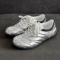 Silver leather racing trainers for men, new mesh breathable Forrest Gump shoes, sports casual shoes,