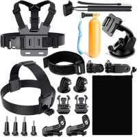 Action Camera Accessories Kit for GoPro Hero 11 10 9 8 7 6 5 4 3 Black Sliver Session Fusion Max- Accessory Package for AKASO