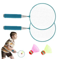 Kids Badminton Rackets Children's Badminton Racket With 2 Nylon Shuttlecocks Impact Resistant Entertainment Racquet Sports Toys