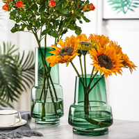 高級感鮮花玻璃花瓶擺件客廳插花雪柳百合銀柳水培餐桌裝飾花器