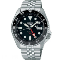 【SEIKO 精工】5 Sports系列 Lineup 黑 GMT 機械腕錶 禮物推薦 畢業禮物(SSK001K1/4R34-00A0D)