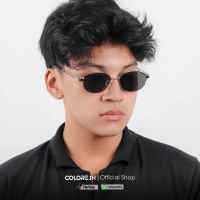 ColoreIn Kacamata Hitam Sunglasses Retro Vintage Oval Pria Wanita TR90 Metal UV400 Polarized ZY-8807