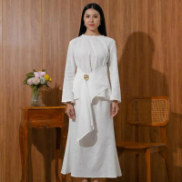 Malaikha Set Linen Atasan Linen Skirt Linen Duyung byvitafa.id - Broken White (ONE SET)