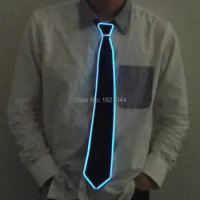 For Men Gift Wedding Party Decoration EL Wire Glowing Tie with Sound activated Driver Festival Party Necktie