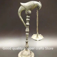 China archaize bronze parrot hanging lamp oil lamp crafts decoration