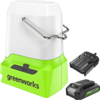 Greenworks 24V Lantern Cordless 500lm Camping Light Kit with USB-A and USB-C Port, 2Ah Battery and Charger Included