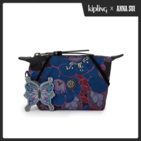 【KIPLING】Kipling x ANNA SUI 搖滾冬青羽蝶印花拉鍊大開口手拿包-ART POUCH MINI