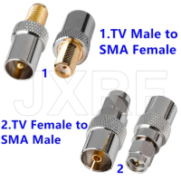 JX connector 2PCS IEC TV To SMA Connector Straight Nickel Plating for DVB-TV antenna adapter