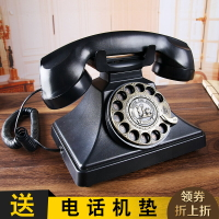 電話機 TQJ 老式歐式仿古電話機美式復古座機家用辦公電話黑色金屬旋轉