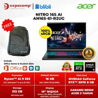 ACER GAMING NITRO 16S AI AN16S-61-R2UG BLACK AMD RYZEN AI 9 365 16GB 512GB RTX 5070 8GB GDDR7 16 INC