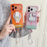 Ốp lưng điện thoại Miffy dễ thương với giá đỡ nam châm, vỏ cứng có dây đeo, phù hợp cho iPhone 17 Pr