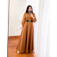 GAMIS PESTA Lebaran Polos SCUBA VIRAL Muslim Wanita Fit Kerah