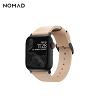 美國NOMADxHORWEEN Apple Watch專用自然原色皮革錶帶-摩登黑,38/40mm