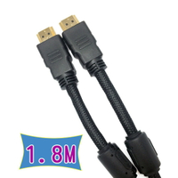 fujiei HDMI公公數位影音轉接傳輸線1.8M 1.4版認證 編織線 鍍金頭 支援1080P/2K/4K/3D