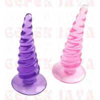 Alat Bantu Pria Wanita Sumbatan Silikon Segitiga Berulir Warna Ungu Pink UNGU