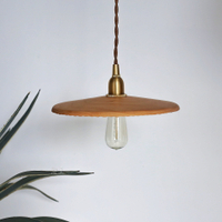 櫸木黑胡桃木實木燈罩黃銅燈頭 創意簡約餐廳吧臺個性吊燈
