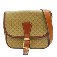 【二手名牌BRAND OFF】CELINE 賽琳 棕色 老花 PVC帆布 肩背包