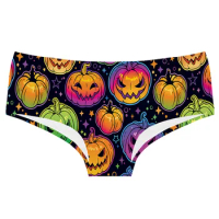 Happy Halloween Pumpkin Print Super Soft Low Rise Women's Novelty Panties Underwear Sexy Briefs Thongs Gifts