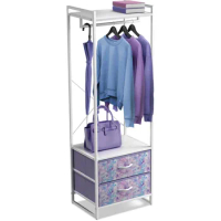Open Closets Dresses Hangers Clothing Rack With Drawers - Standalone Garment Rack to Hang Shirts Wardrobe Bedroom Free Shipping