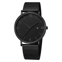 Luxury Fashion Stainless Steel Mesh Belt Watch Mens Quartz Calendar Watches montre homme luxe grande marque seiko watch clock