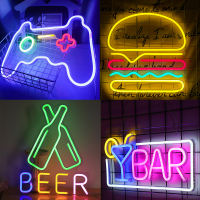 USB&amp;Battery Game Room LED Neon Sign Light Decorative Lamp Colorful Lights Game Bar Club LED Neon Light Bar Club Wall Decor