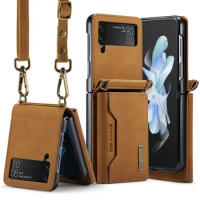 Wallet Function Shockproof Leather Case for Samsung Galaxy Z Flip 5 5G Flip4 Flip5 Flip3 Flip 4 3 Card Slot Cell Phone Cover