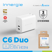 台達Innergie C6 Duo (Fold) 63瓦 雙孔 USB-C 萬用充電器 (摺疊版)-無塑包裝
