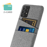 Luxury Fabric Dual Card Phone Case for Samsung Galaxy A52 A52S M33 M53 A53 A 52S 5G A72 A12 S22 Ultra Plus S21 S20 FE Cover Capa