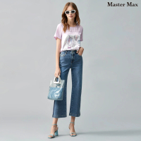 【Master Max】兩側深色修飾條燙鑽直筒牛仔長褲(8313045)