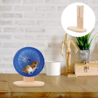 Hamster Running Wheel Rack Toy Scroll Rotating Stand Wooden Small Pet Holder Hamster