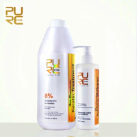 PURC Straightening Hair 1000ml 8% Brazilian Keratin Treatment and 300ml Purifying Shampoo Hair Care and Straighten Hair