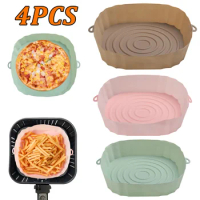 Air Fryer Oven Baking Tray Silicone Tray Fried Chicken Pizza Mat Oilless Silicone Pan Air Fryer Accessories