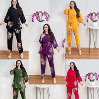ONE SET SETELAN CAP MOTIF SUNAN CELANA PANJANG DEWASA LENGAN 7/8 Nyaman Rayon Belah Samping Santai P