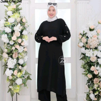Setelan Sara One Wanita Kulot Polos Crinkle Airflow Muslim
