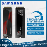 SAMSUNG 990Pro With Heatsink SSD Internal 1TB 2TB PCIe 4.0 M.2 2280 NVME Hard Drive Disk Solid State for Laptop Gaming Computer