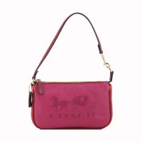 【COACH】小包-馬車LOGO荔枝紋皮革手提包(紫紅)