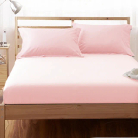 【LUST】素色簡約 淺粉 100%純棉、單人3.5尺精梳棉床包/歐式枕套《不含被套》(台灣製造)