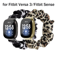 Woman Watch Band for Fitbit Versa 3 4 &amp; Sense 2 Smartwatch Strap for Fitbit Sense Bands Bracelet Accessories Leopard Scrunchie