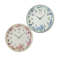 【SEIKO 精工】花圈兔搖擺時鐘掛鐘 QXC238N.QXC238W(塑膠外殼 搖動擺飾 無秒針)