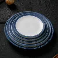 純白雪花圓形淺式盤西餐盤牛排盤陶瓷平盤骨碟月光盤早餐盤飯盤雪