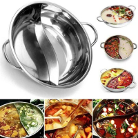 304 Double Flavor Hot Pot Home Induction Stove Gas Stove Multi Purpose Pot Set Stainless Steel Hot Pot Cooking Pot