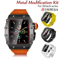 Luxury Metal Case For Apple Watch Ultra 49mm Series 8 45mm 41mm For iWatch SE 7 6 5 4 44mm 40 Steel Cover Modification Kit Bezel