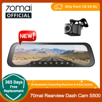 Global 70mai Rearview Dash Cam S500 9.35Inch Touch Screen Dual-channel HDR 1944P 138FOV 70mai Car DVR S500 Voice Control
