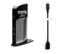 [2美國直購] (2021款apple M1可用) Plugable USB 3.0 Universal Laptop Docking Station Dual Monitor Bundle B098